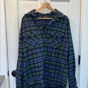 The Vermont Flannel Co Blue and Green Plaid Flannel Shirt